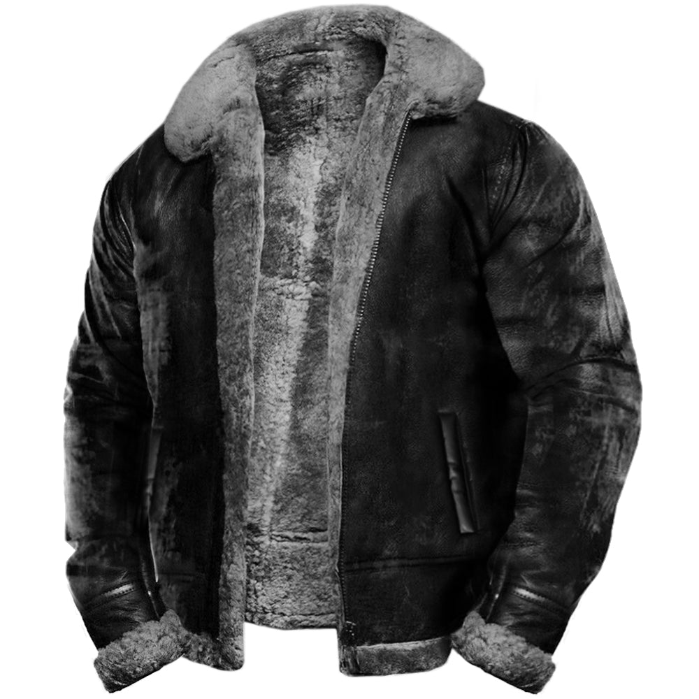 Elegante Chaqueta de Cuero Vintage para Hombre