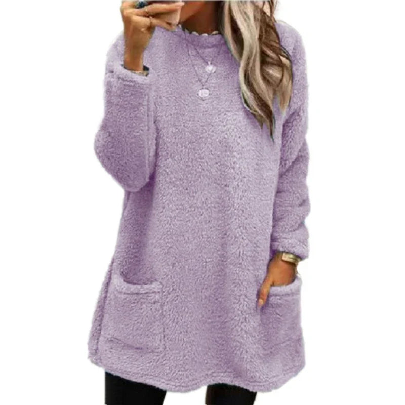 Camille – Sudadera con capucha y bolsillo sonriente para mujer