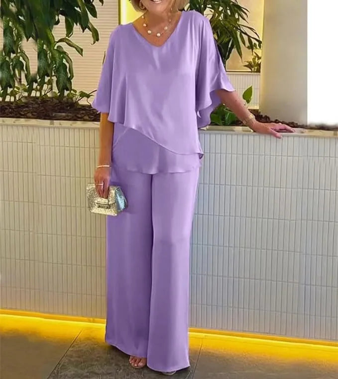 Nia Conjunto de Lounge con Escote en V y Diseño de Hemisferio Irregular