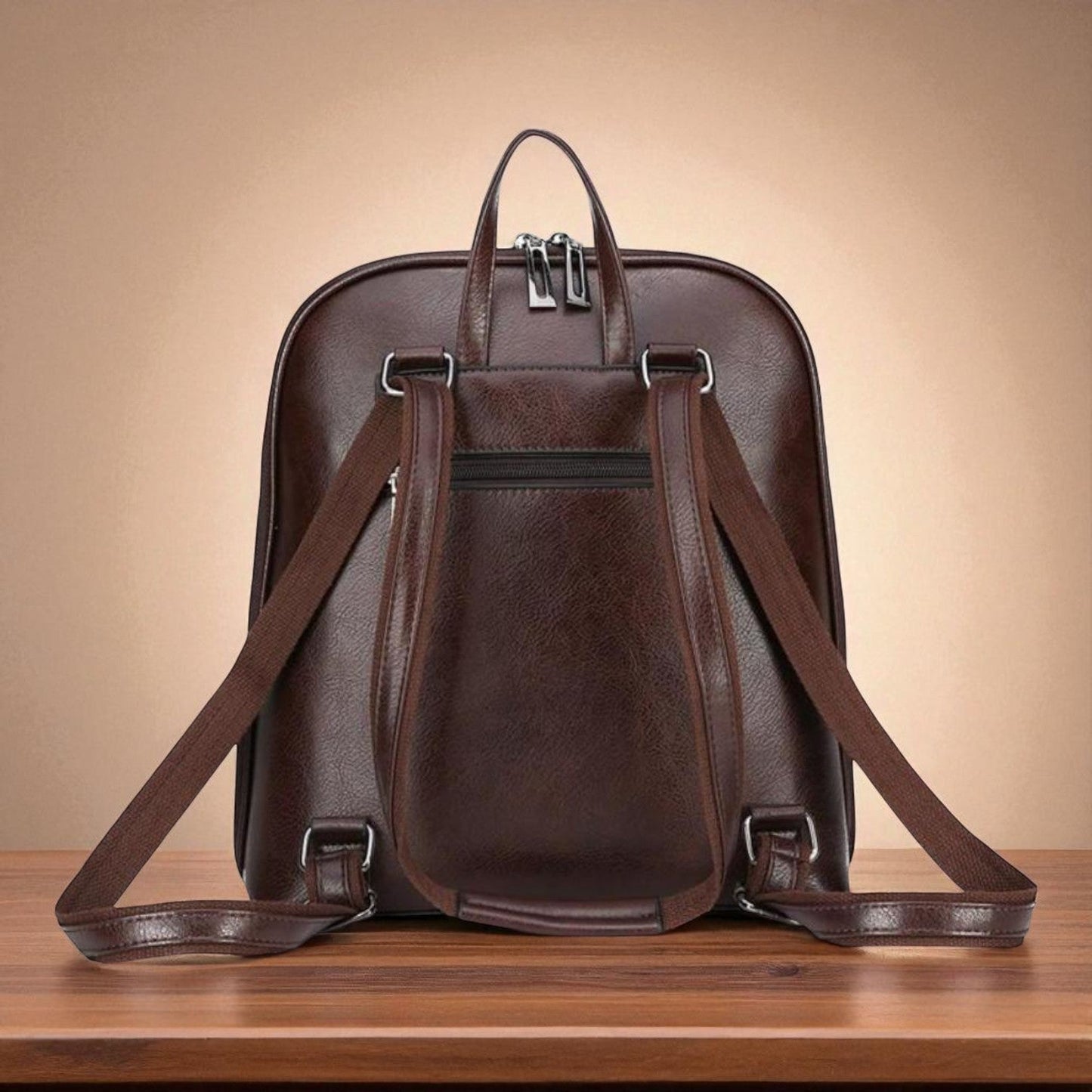 Elegante mochila clásica de doble cremallera