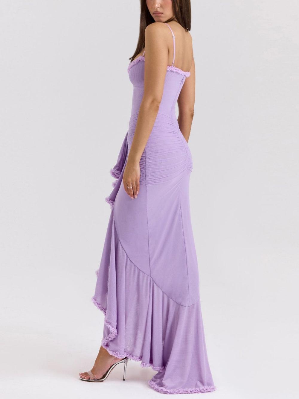 Maxi vestido de malla sin mangas