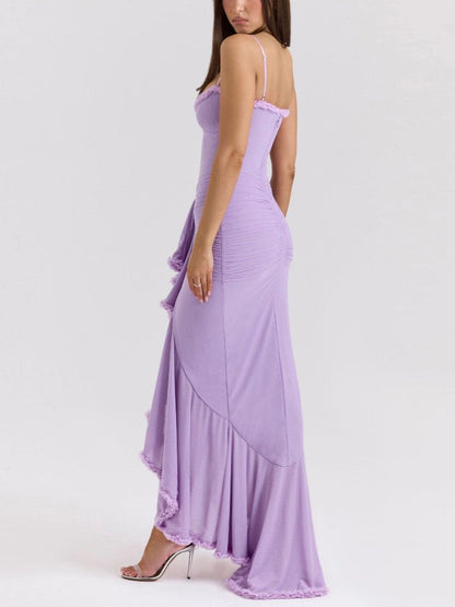 Maxi vestido de malla sin mangas