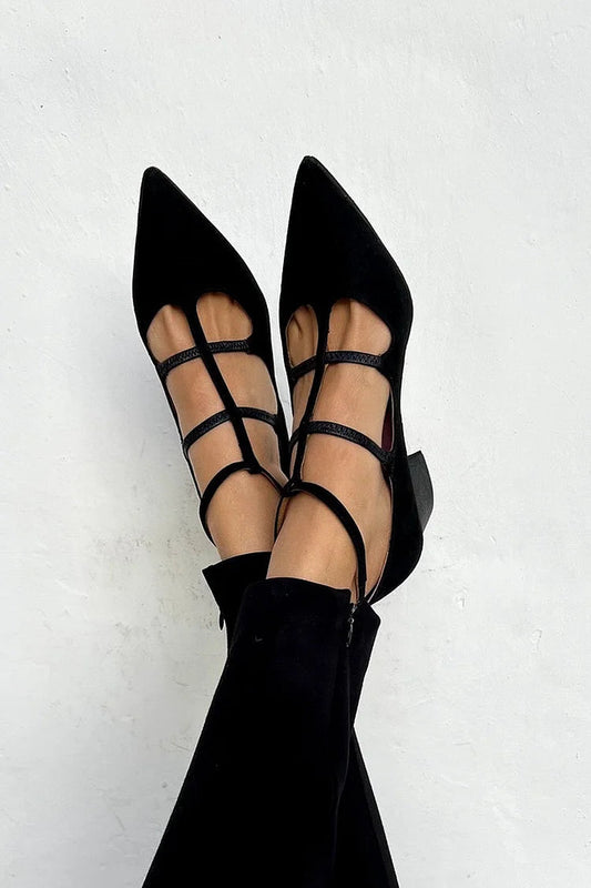 Stiletto punta fina con tiras