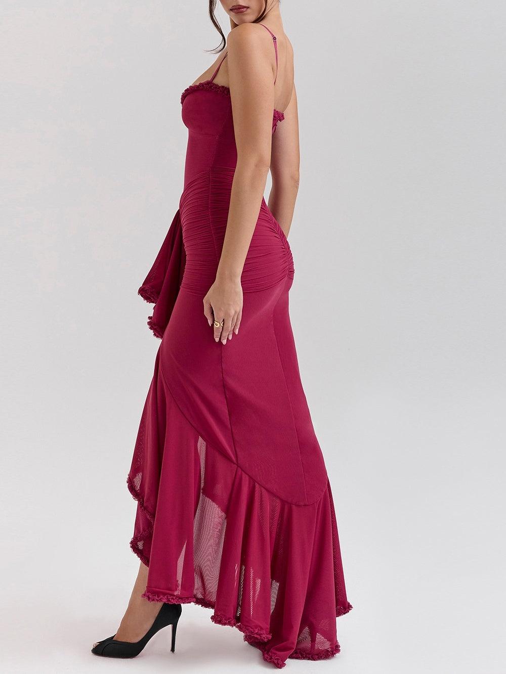 Maxi vestido de malla sin mangas