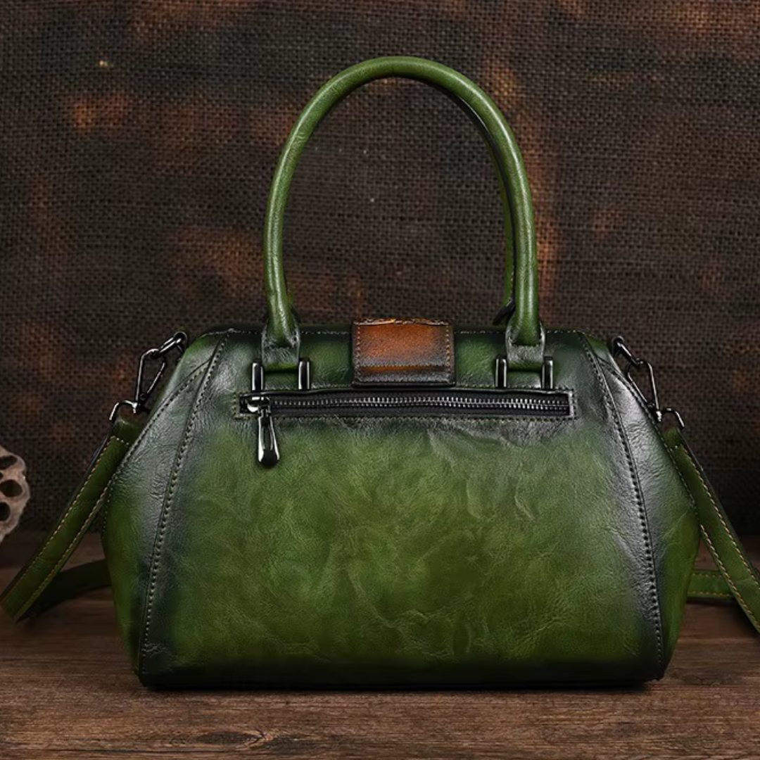 Bolso de cuero con grabado floral