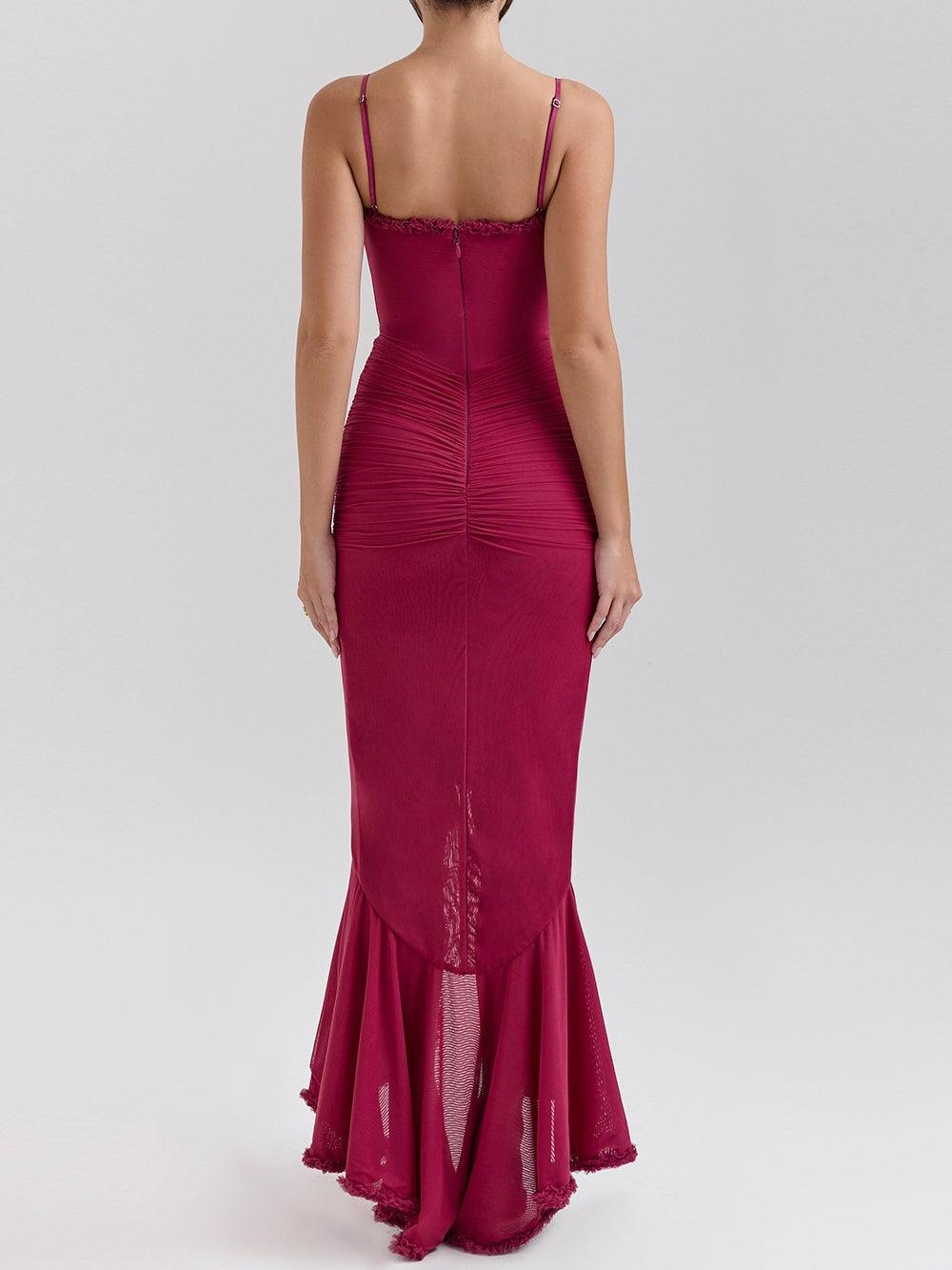 Maxi vestido de malla sin mangas