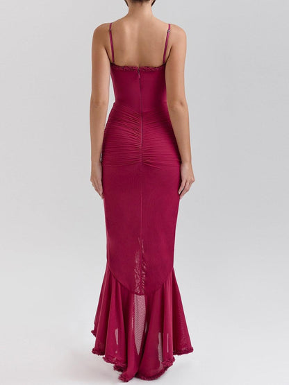 Maxi vestido de malla sin mangas