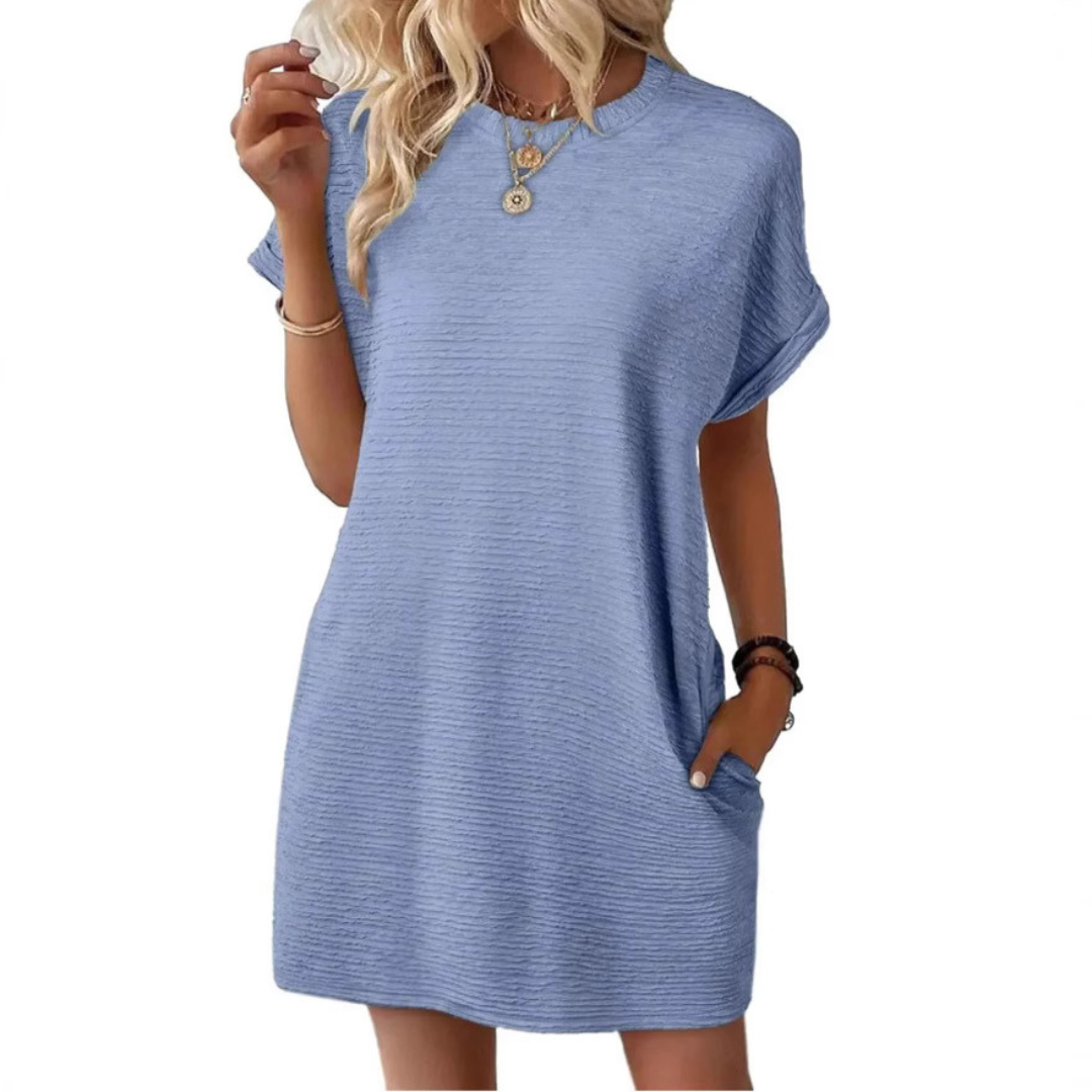 EVASHA™ – Vestido de Verano Casual Minimalista Cuello Redondo