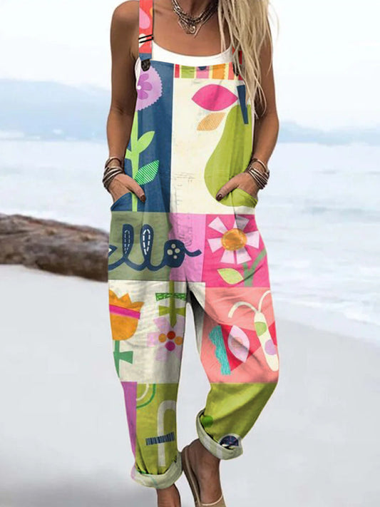 Mono Casual de Pierna Ancha con Estampado Geométrico