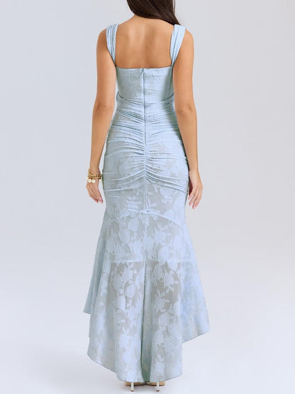 Maxi vestido floral en azul campanilla