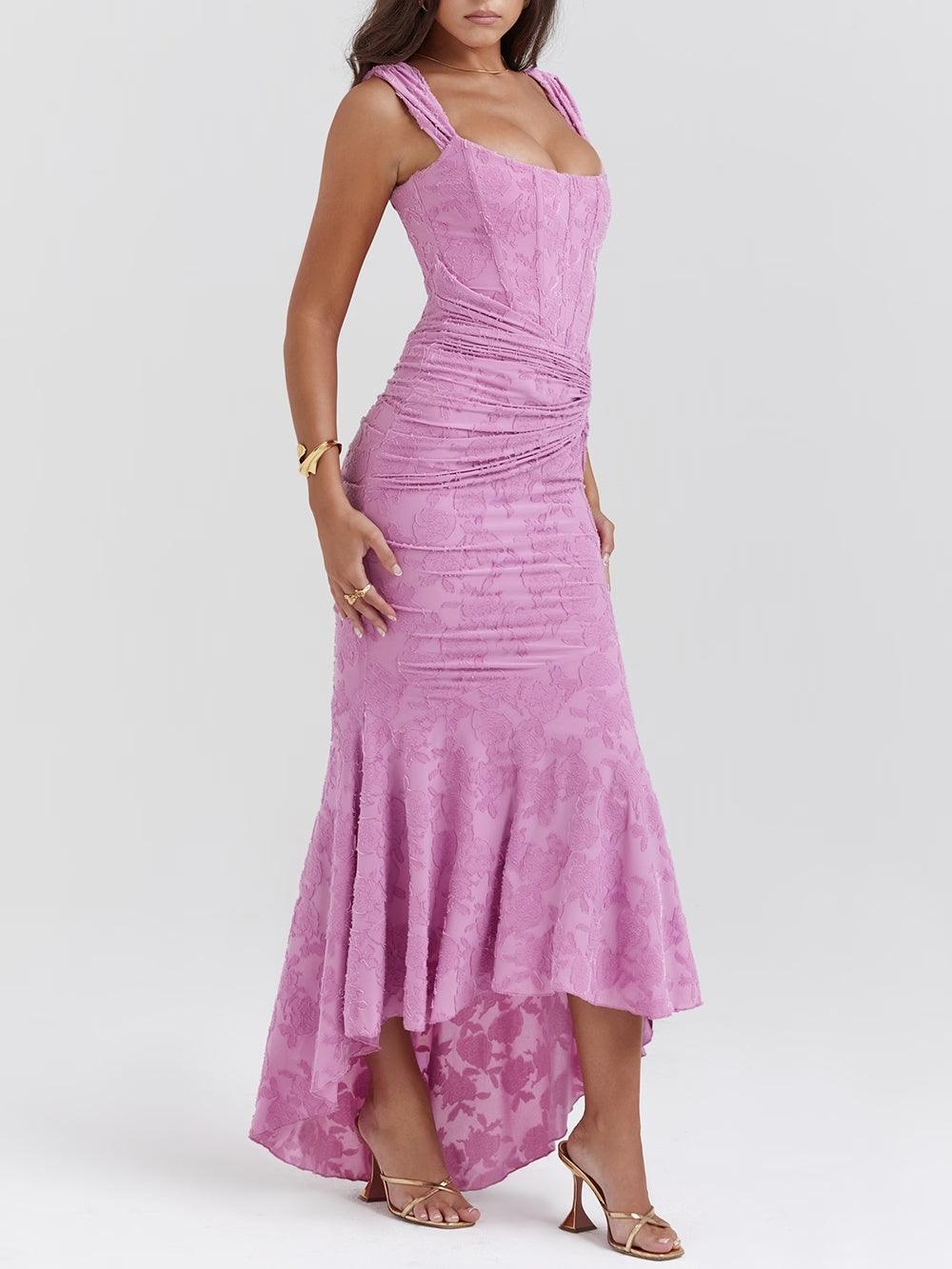 Maxi vestido floral en azul campanilla