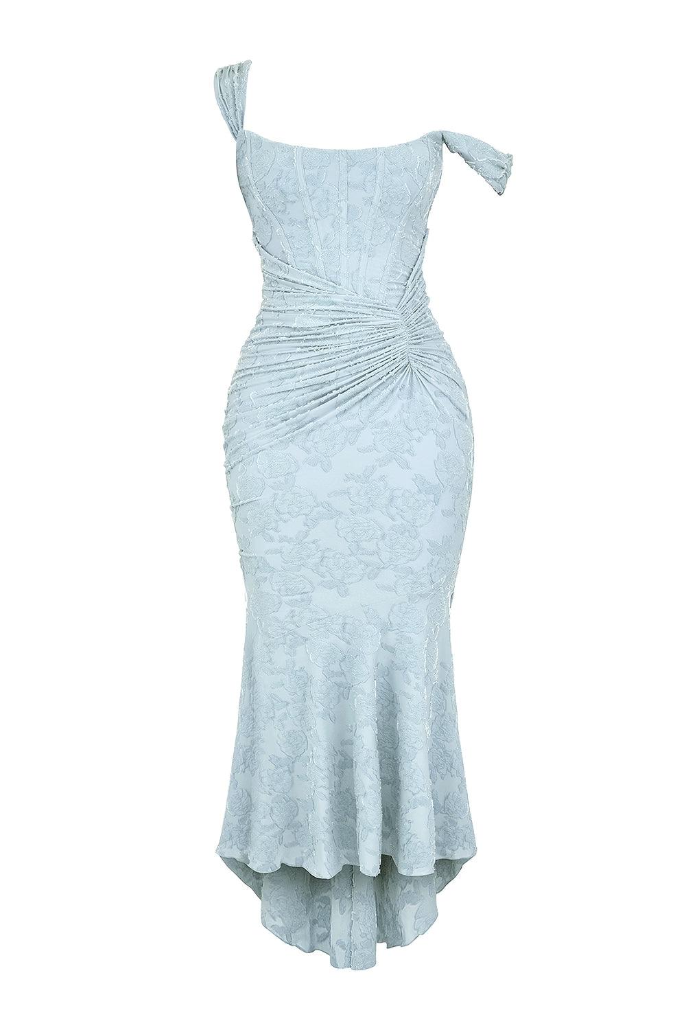 Maxi vestido floral en azul campanilla