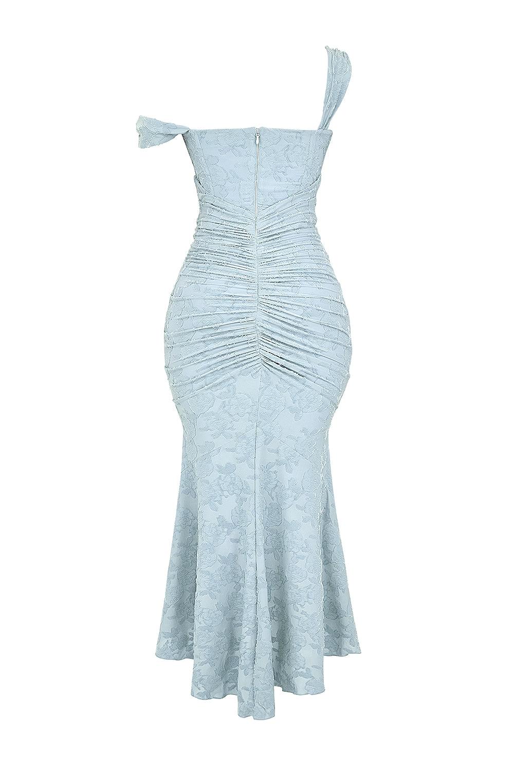 Maxi vestido floral en azul campanilla