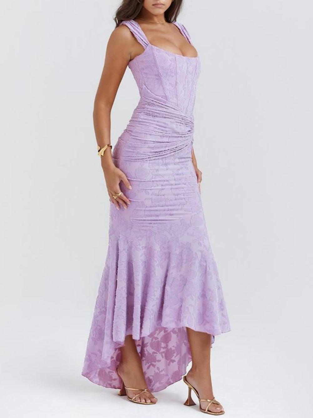 Maxi vestido floral en azul campanilla