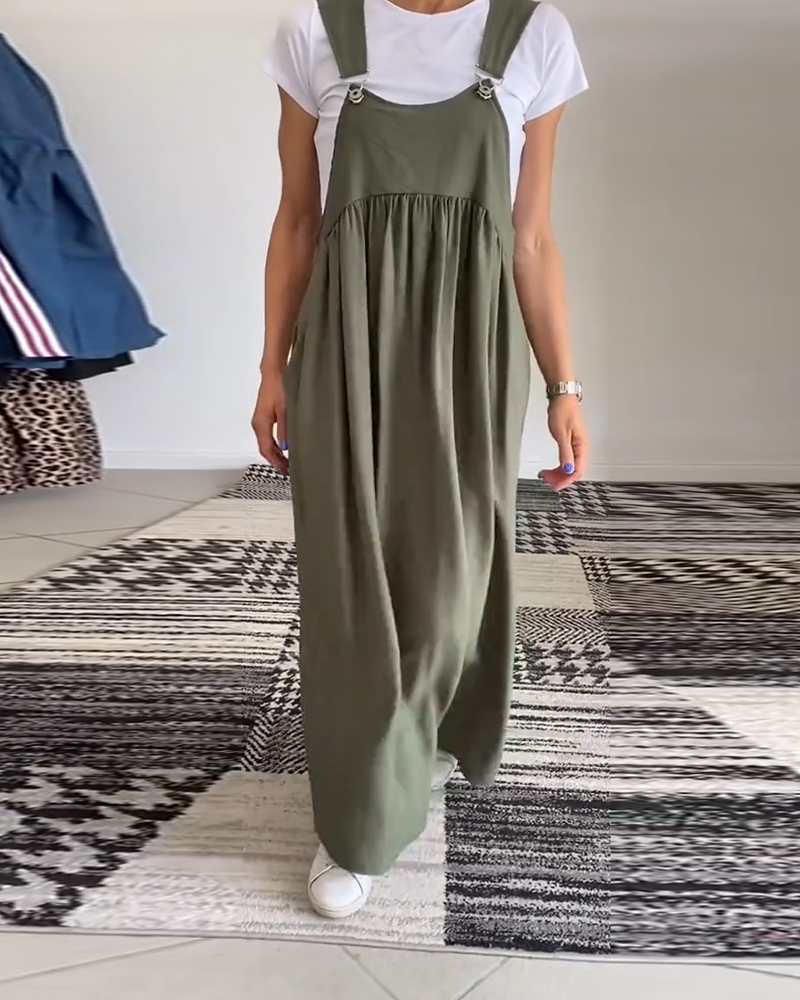 Vestido Sólido Casual con Tirantes Elegantes