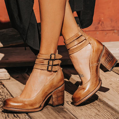 Zapatos de Tacón Grueso con Múltiples Tiras