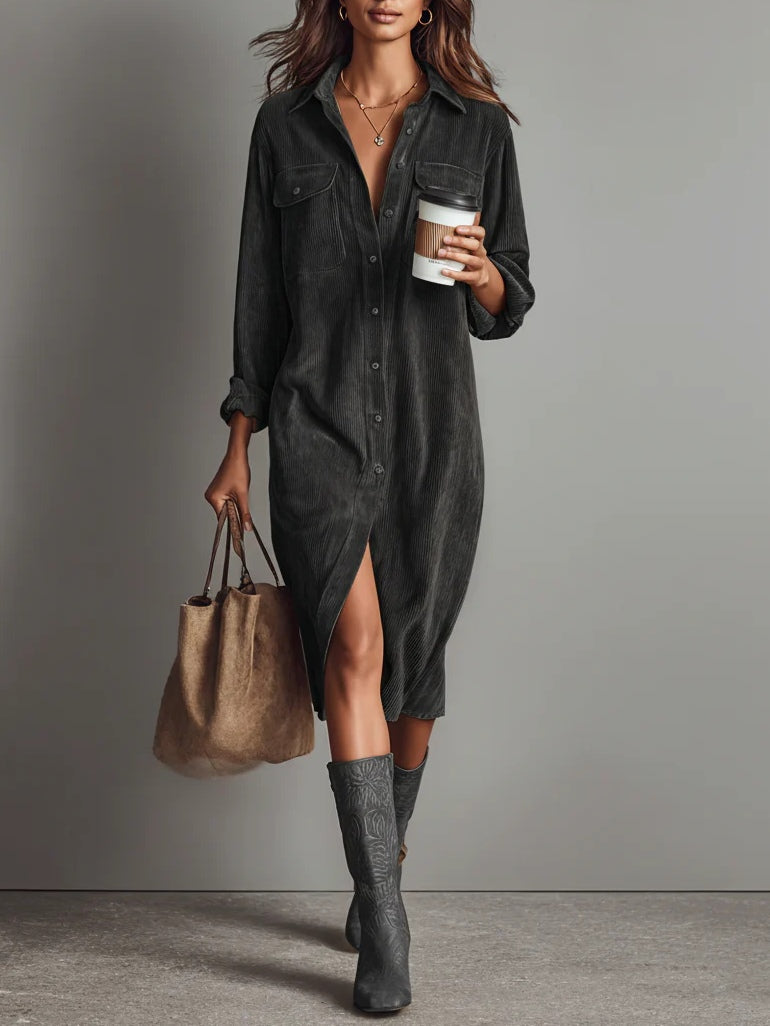 Teresa – Vestido midi de pana con encanto clásico