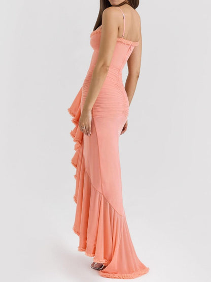 Maxi vestido de malla sin mangas
