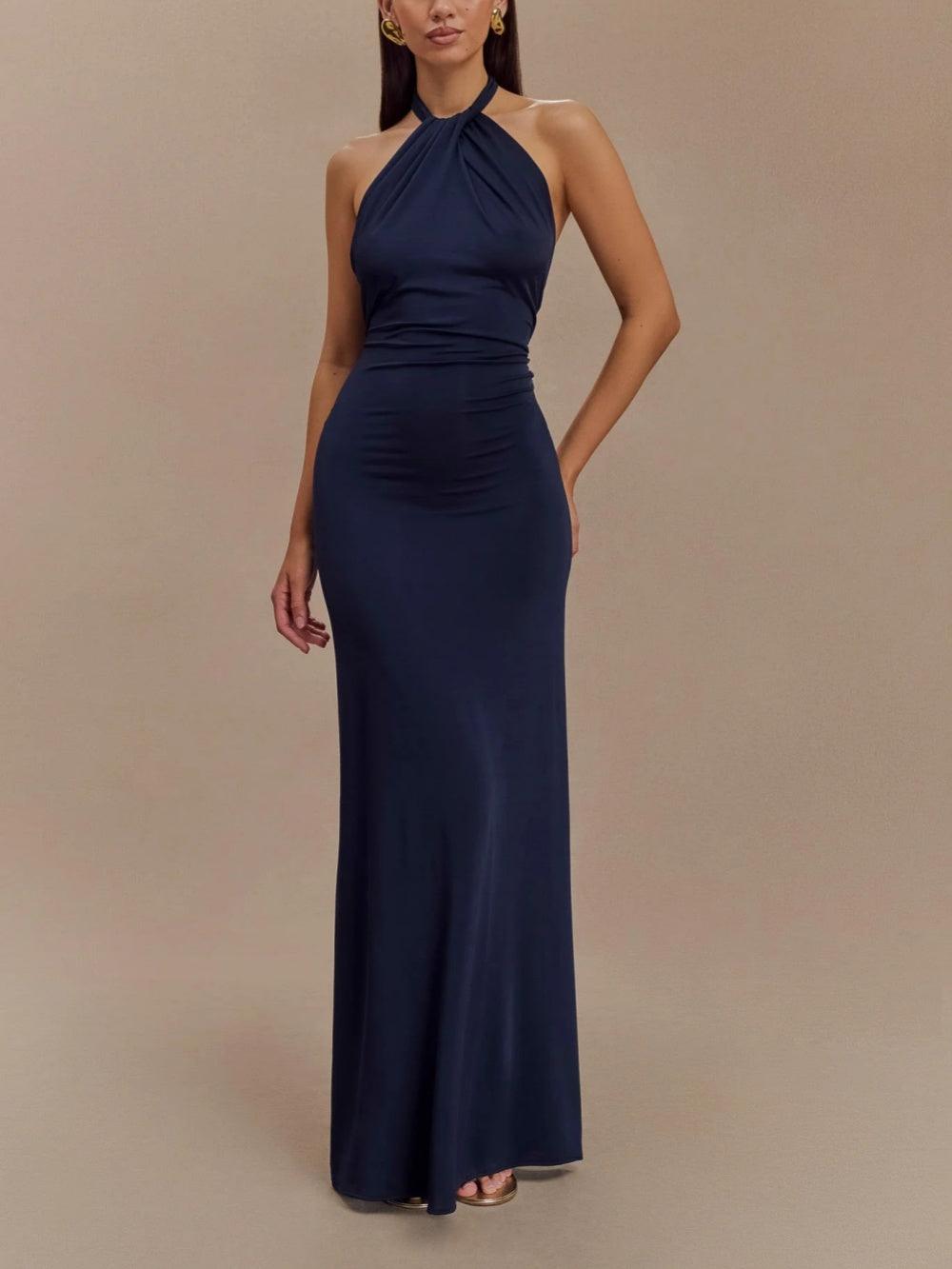 Vestido Maxi Halter Slinky - Color Laguna