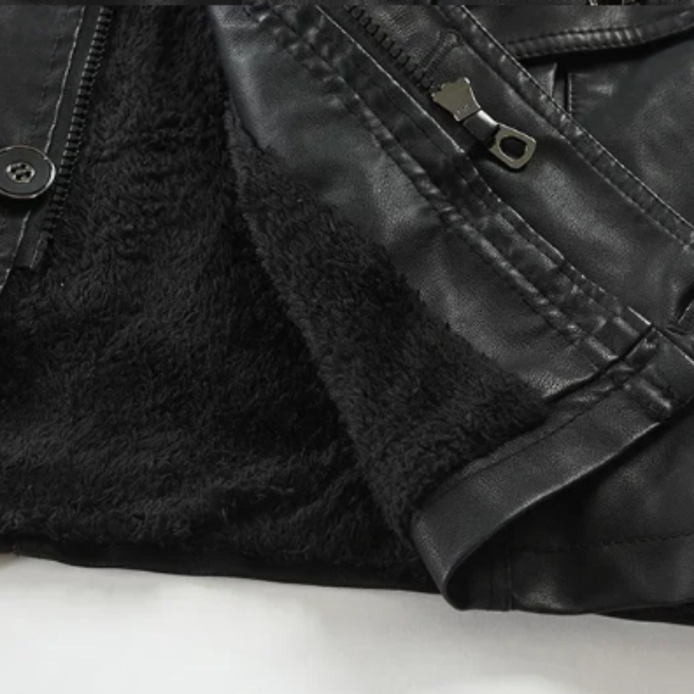 Rafael – Chaqueta de Cuero Biker Elegante y Larga
