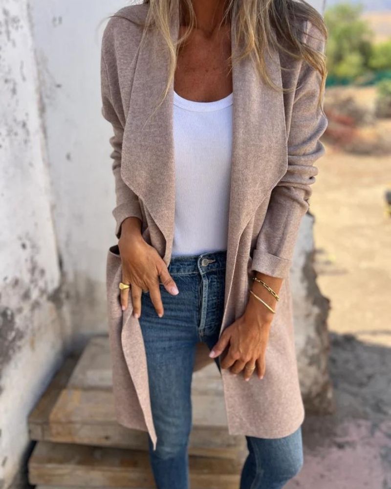 EIGONA - CHAQUETA CARDIGÁN CASUAL CON SOLAPA