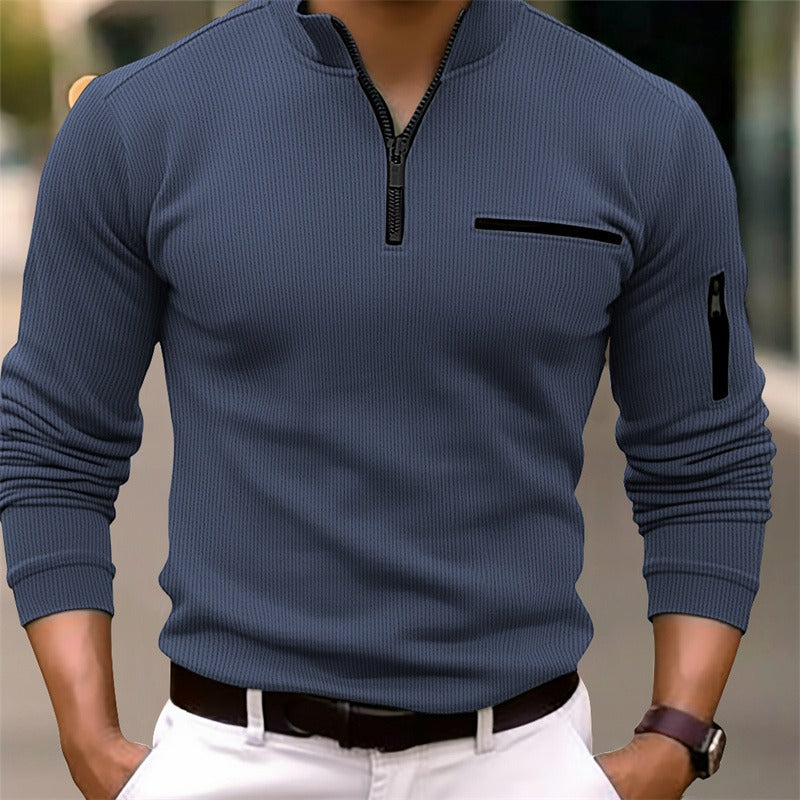 Camiseta de manga larga para hombre con cremallera – Moderna, masculina y elegante