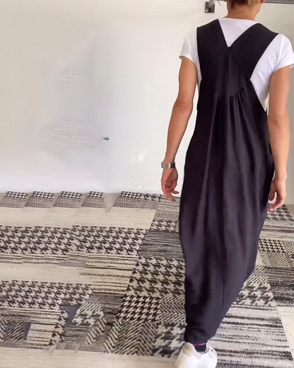 Vestido Sólido Casual con Tirantes Elegantes
