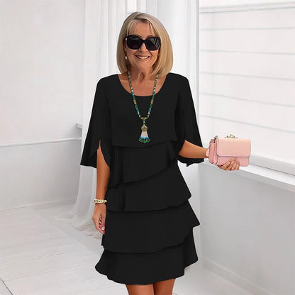 Camila | Vestido Elegante de Capas con Mangas Abullonadas