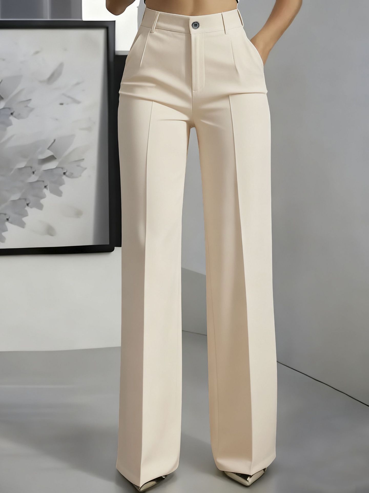 Pantalones de mujer de talle alto y cintura elástica