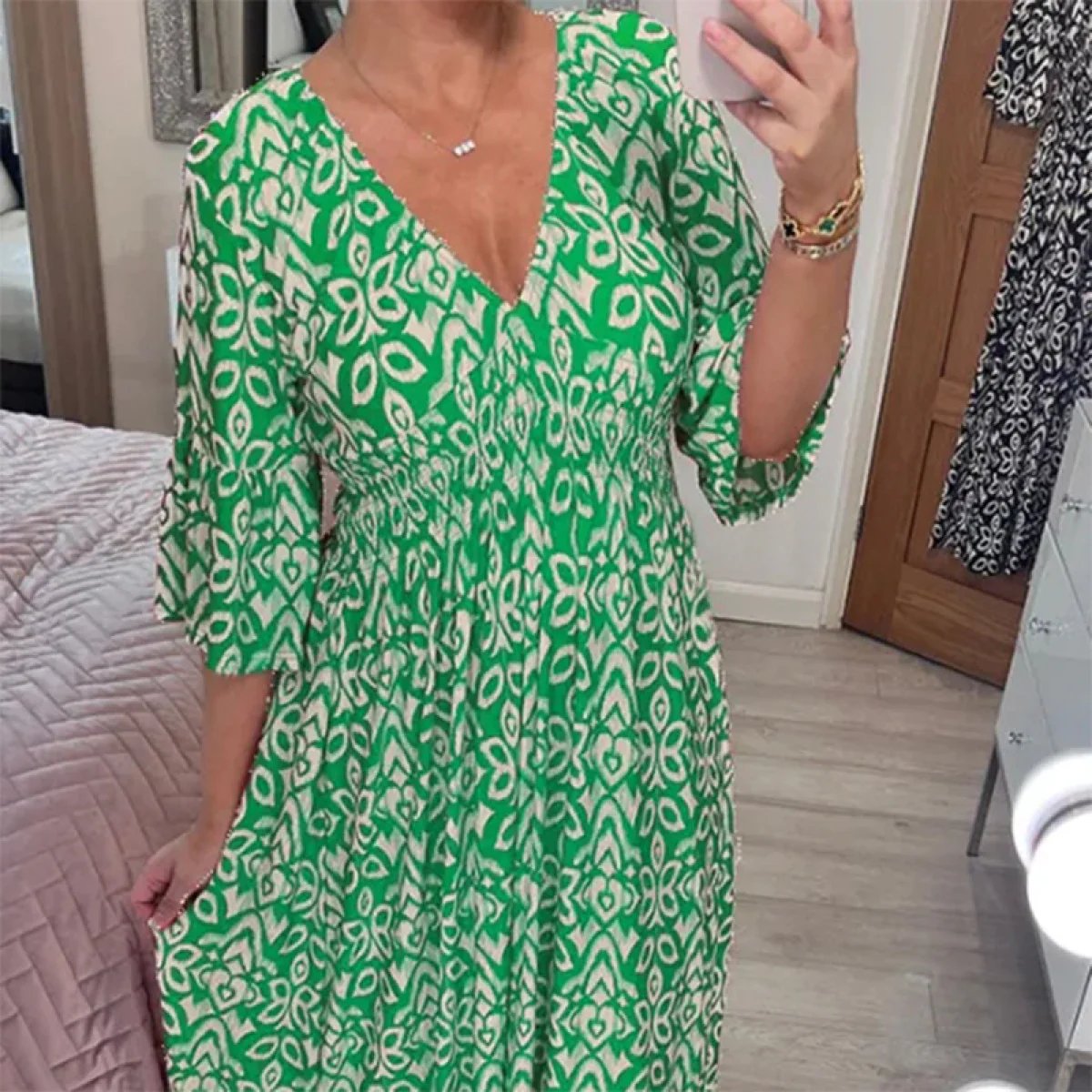 Maribel – Vestido largo vintage elegante, cómodo y favorecedor para mujeres
