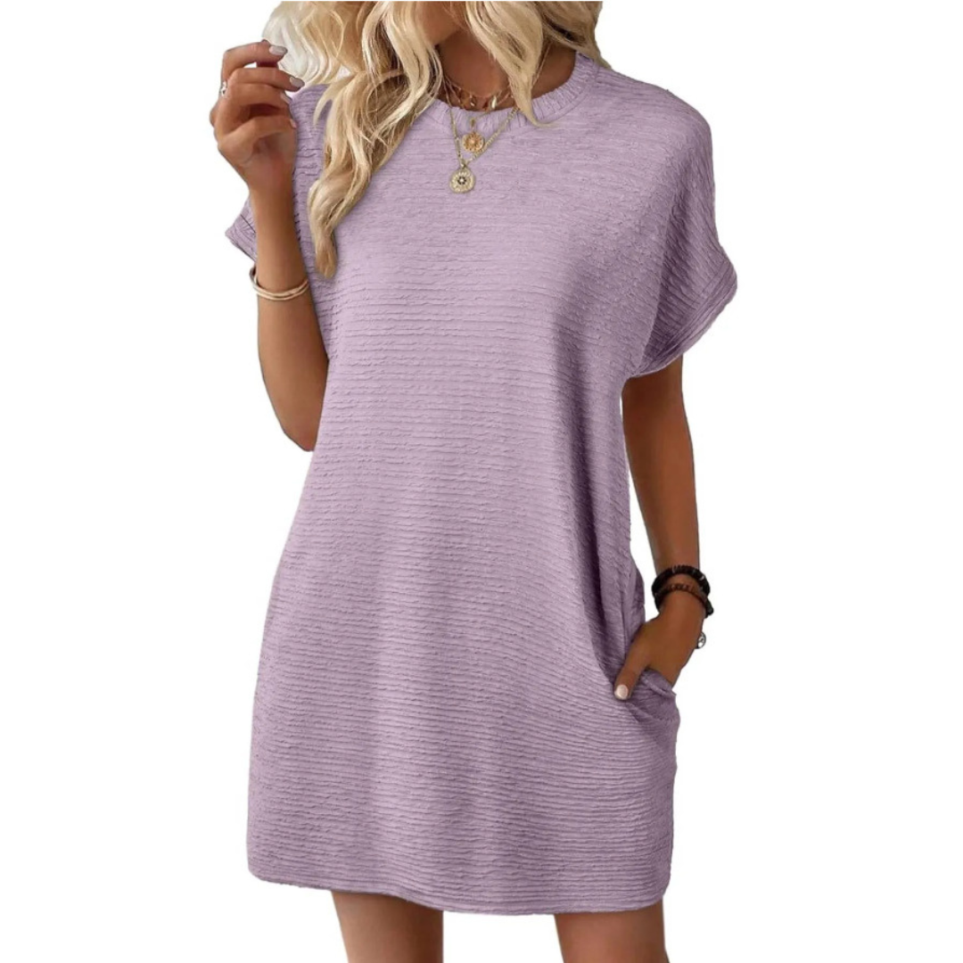 EVASHA™ – Vestido de Verano Casual Minimalista Cuello Redondo