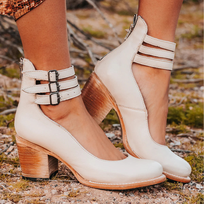 Zapatos de Tacón Grueso con Múltiples Tiras