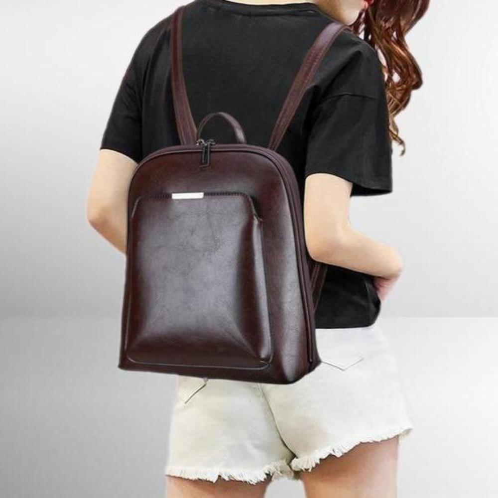 Elegante mochila clásica de doble cremallera