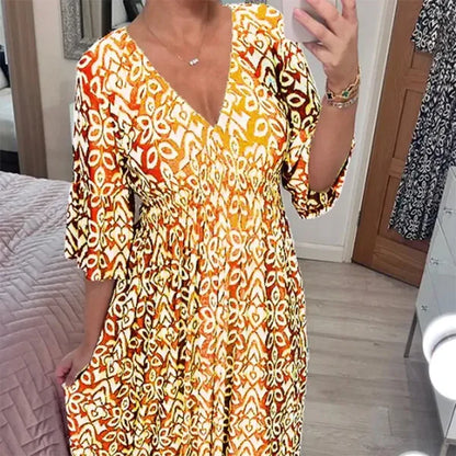 Maribel – Vestido largo vintage elegante, cómodo y favorecedor para mujeres