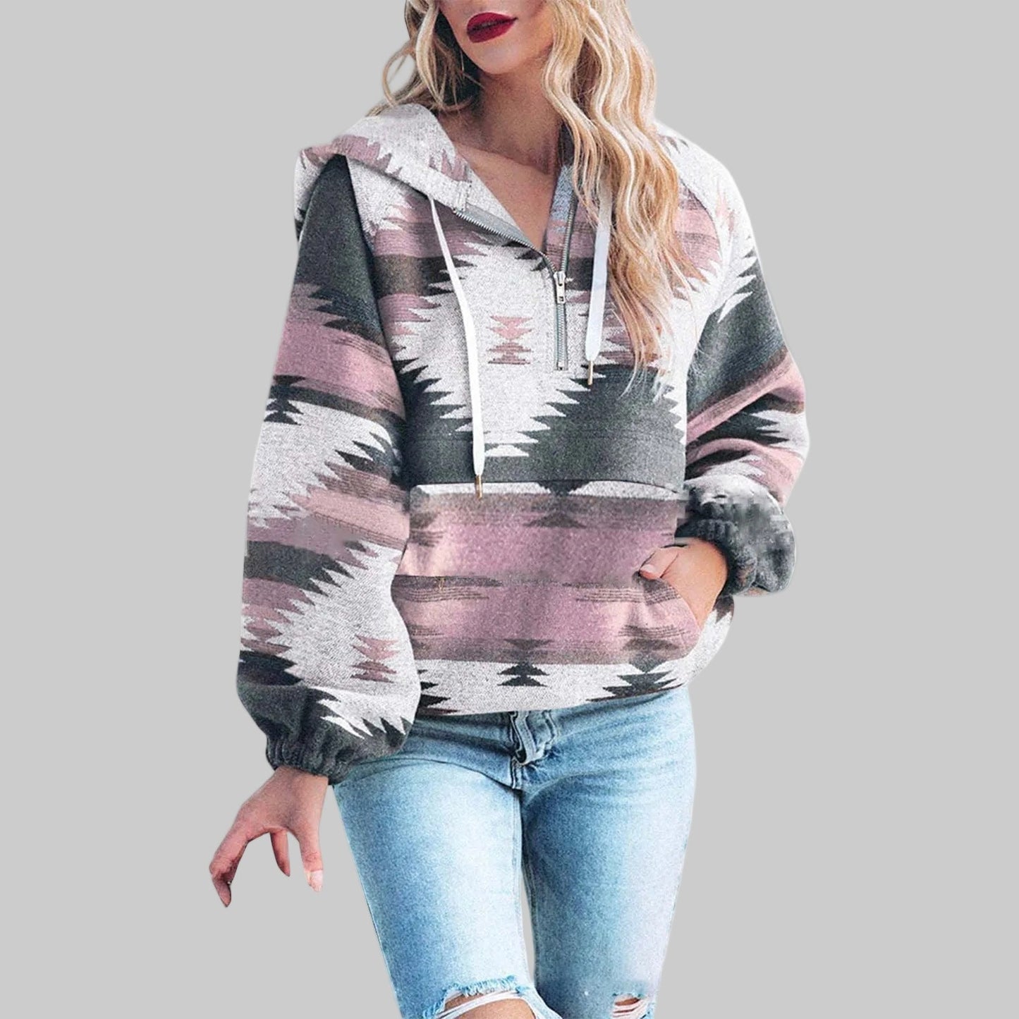 SAKU™ - Sudadera con capucha de manga larga y cremallera, cómoda y oversize