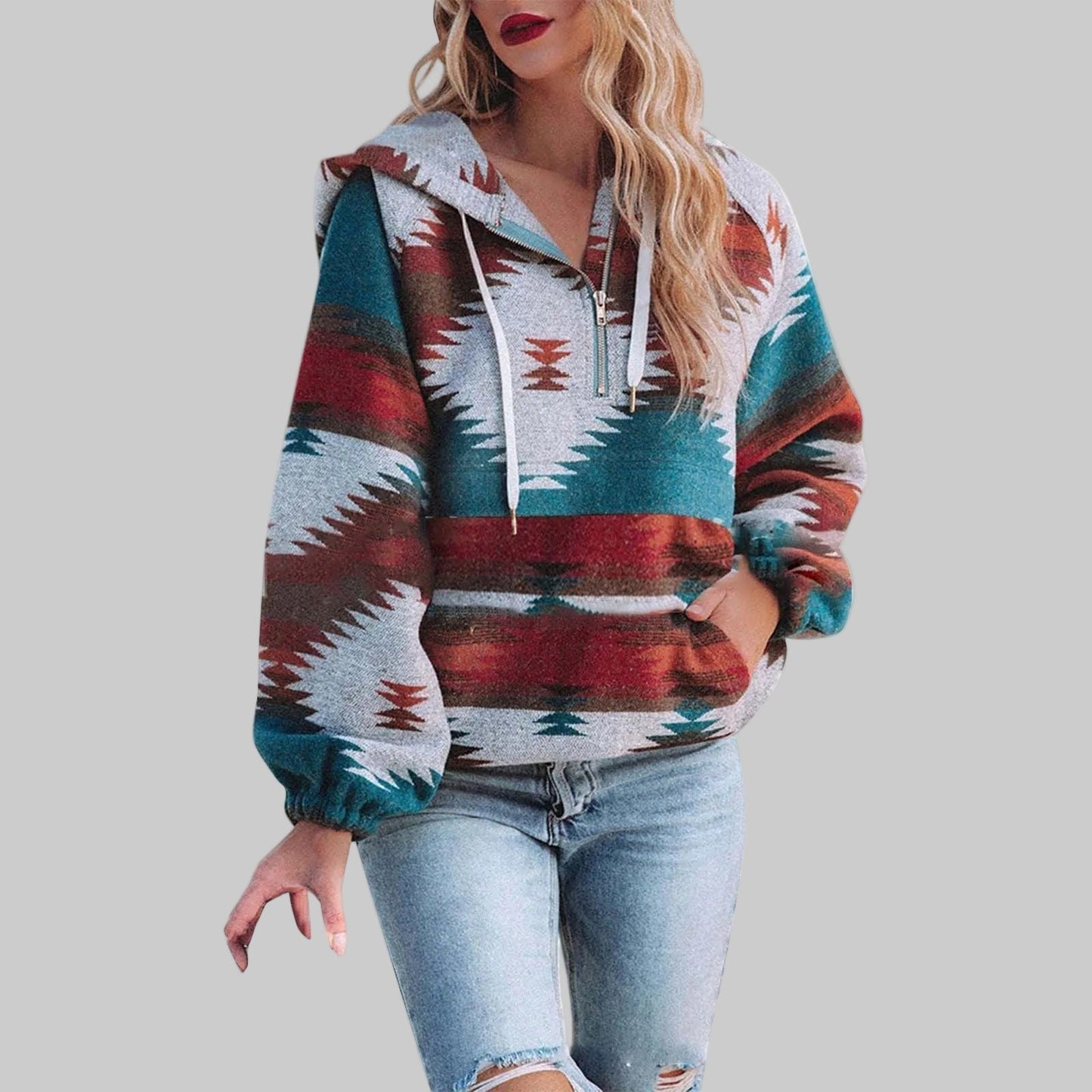 SAKU™ - Sudadera con capucha de manga larga y cremallera, cómoda y oversize
