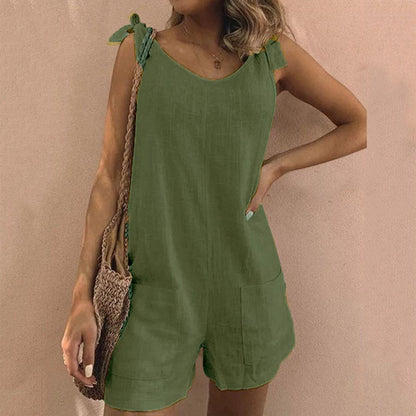 Jilly Mono Elegante con Tirantes de Lazo y Prácticos Bolsillos