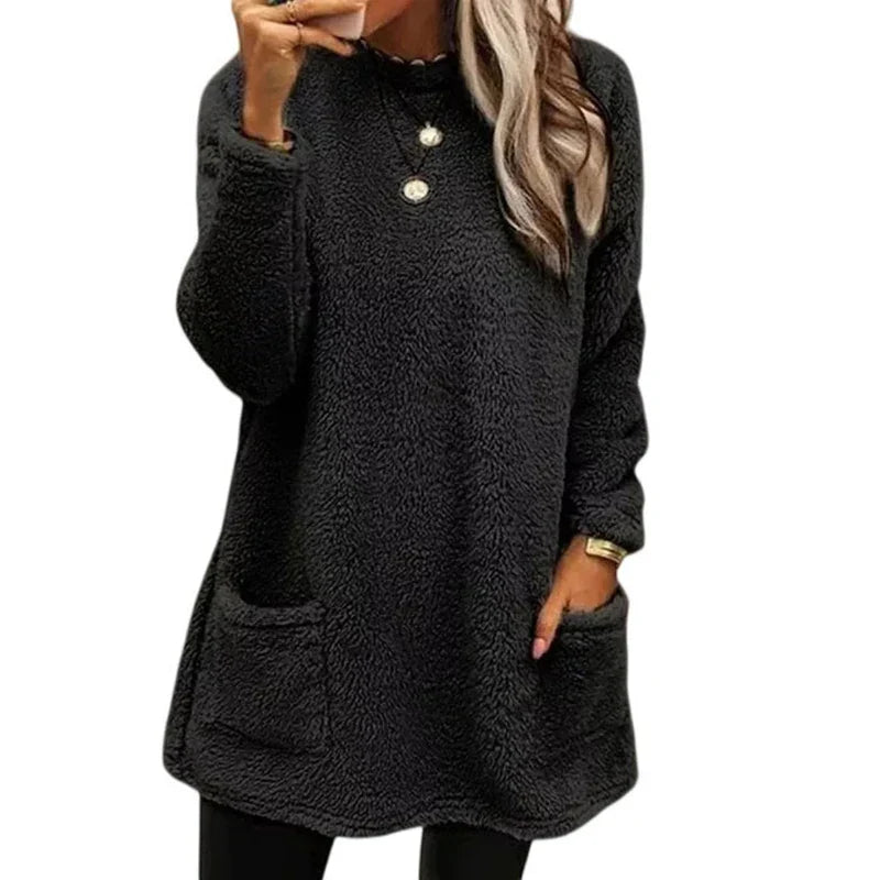 Camille – Sudadera con capucha y bolsillo sonriente para mujer