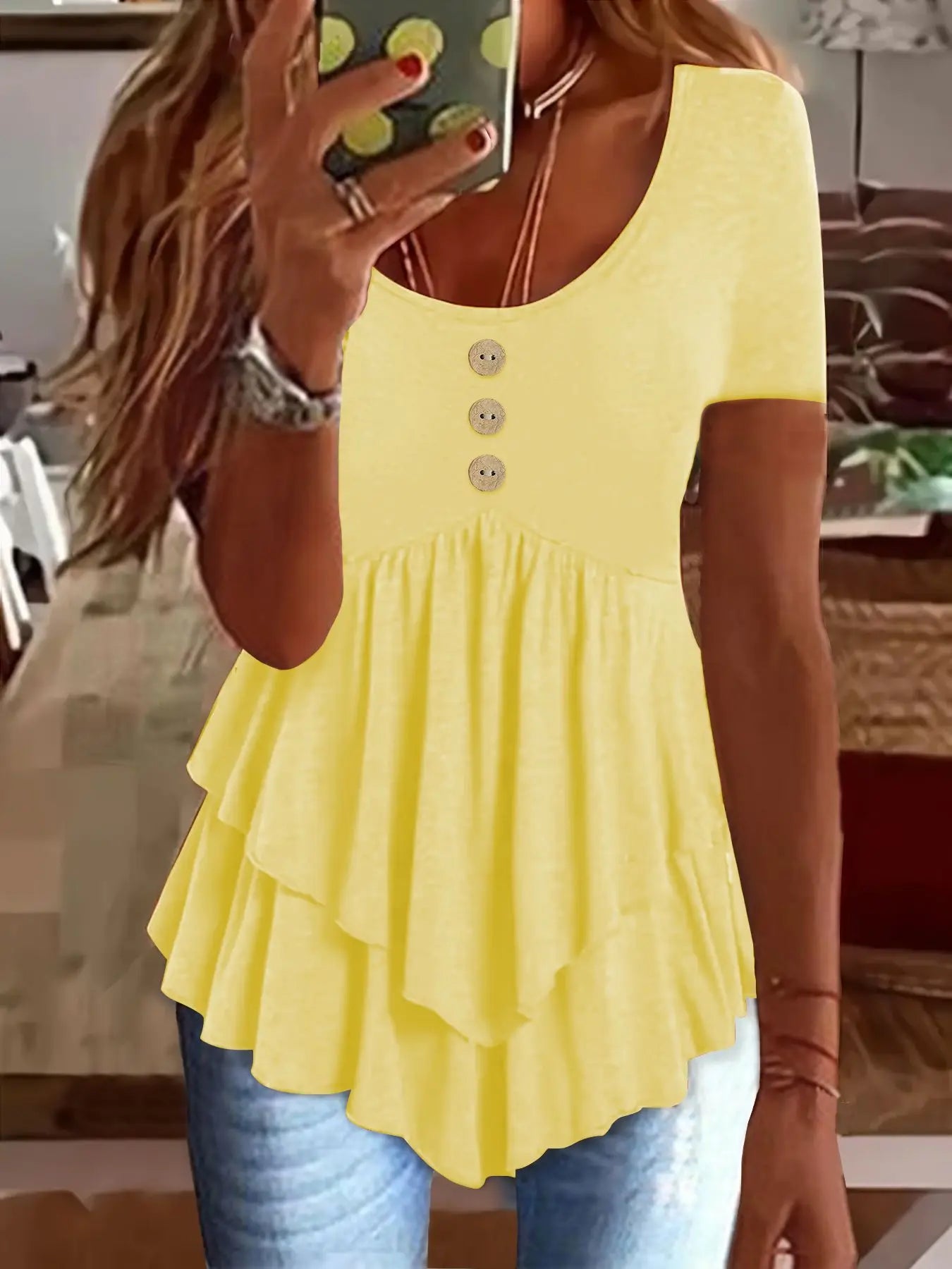 BELLE Blusa Vintage con Volantes