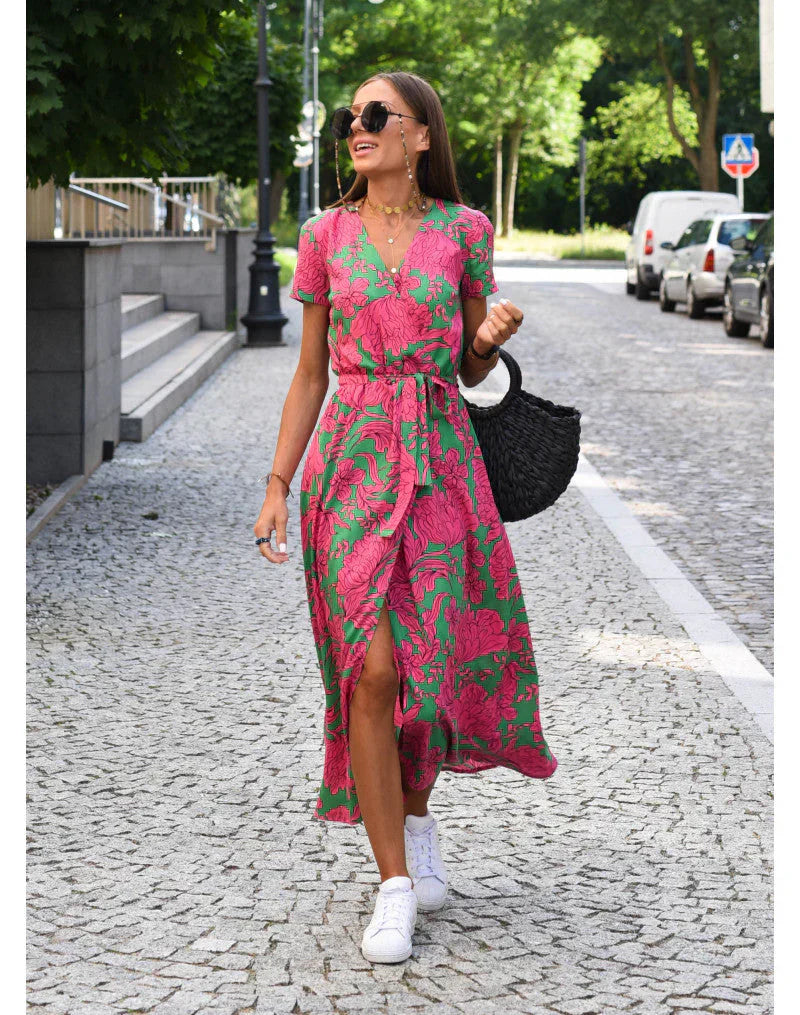 EVA | Vestido Elegante con Escote en V y Cubrimiento de Abdomen