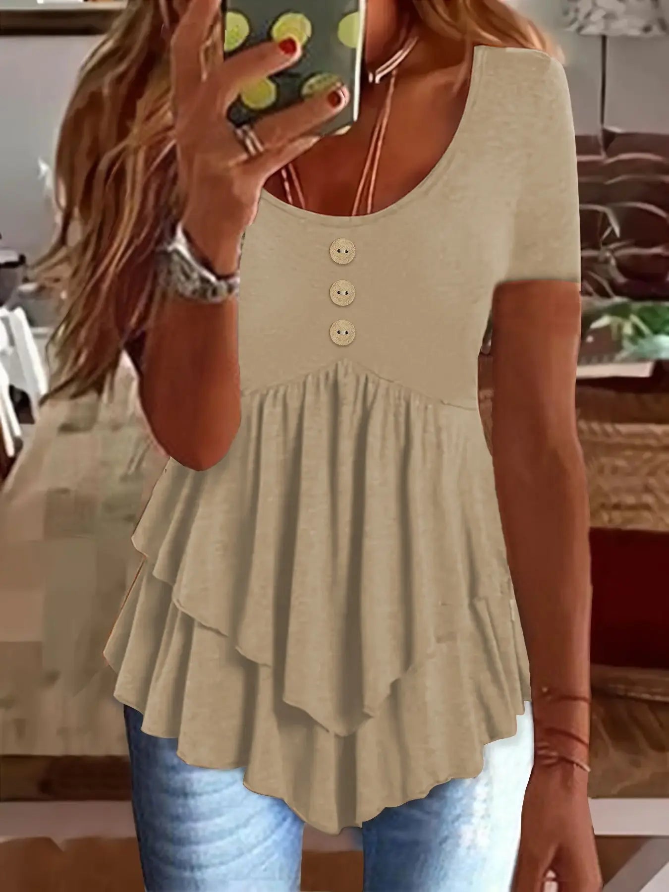BELLE Blusa Vintage con Volantes