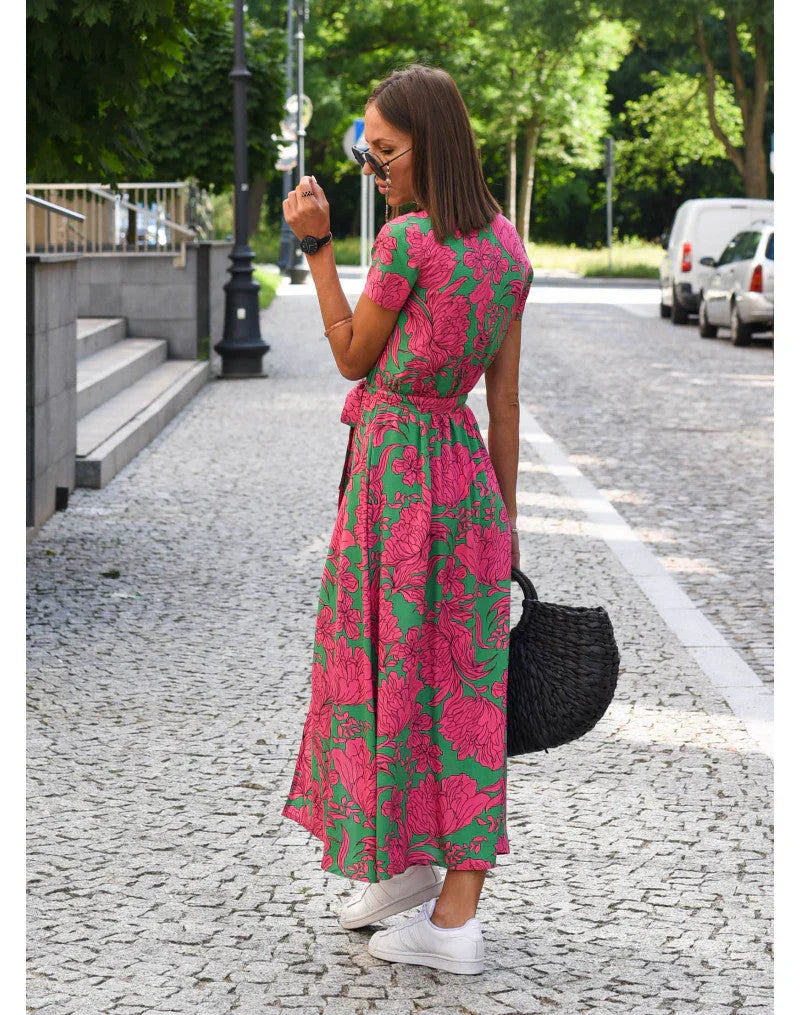 EVA | Vestido Elegante con Escote en V y Cubrimiento de Abdomen