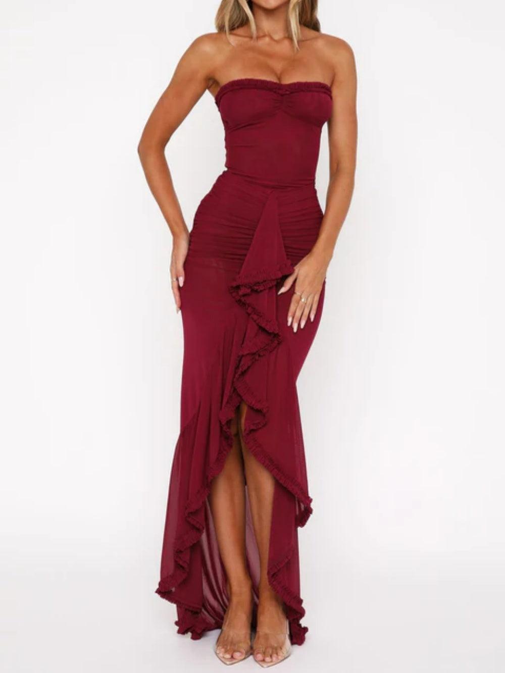 Maxi vestido de malla sin mangas