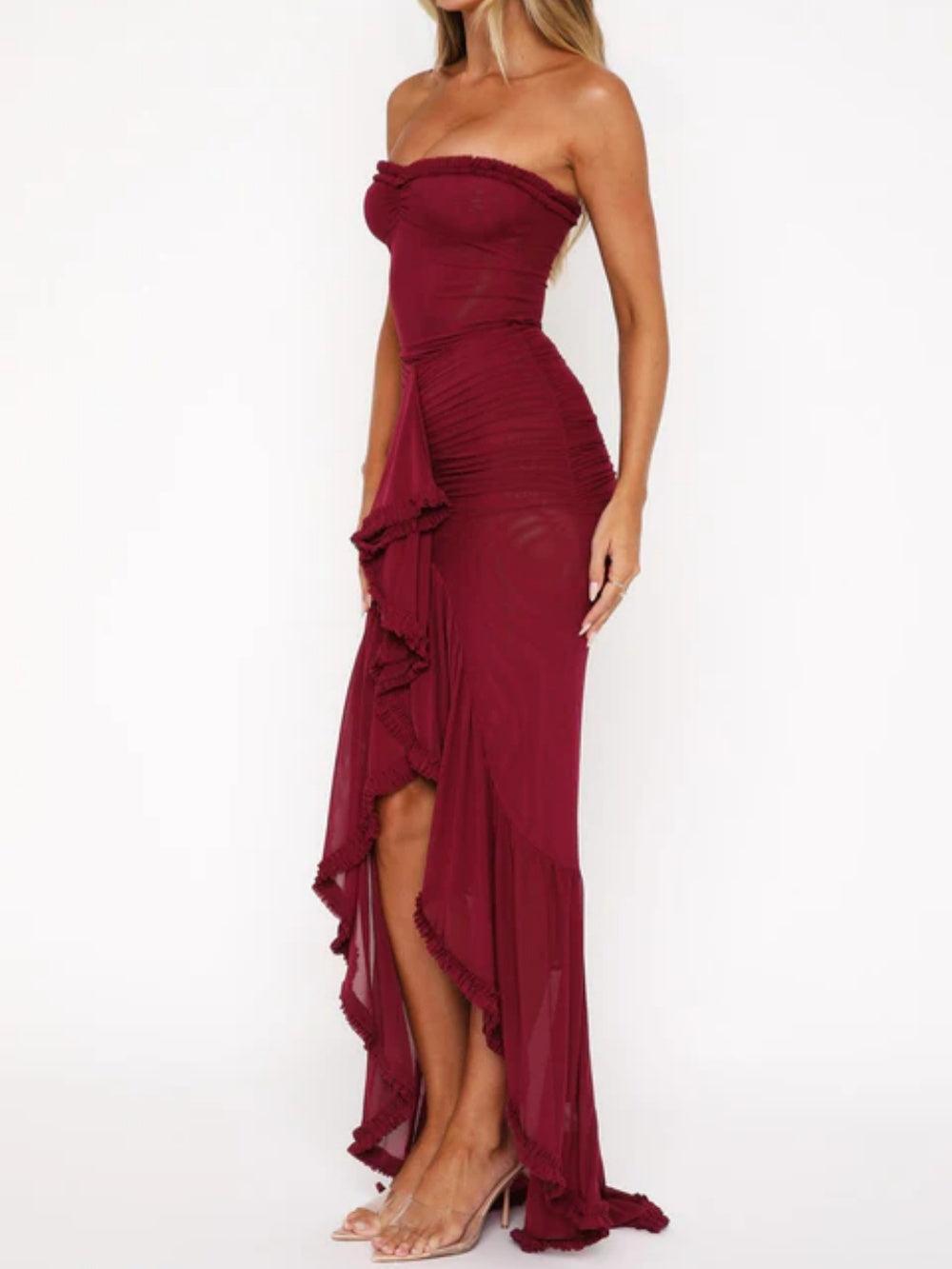 Maxi vestido de malla sin mangas