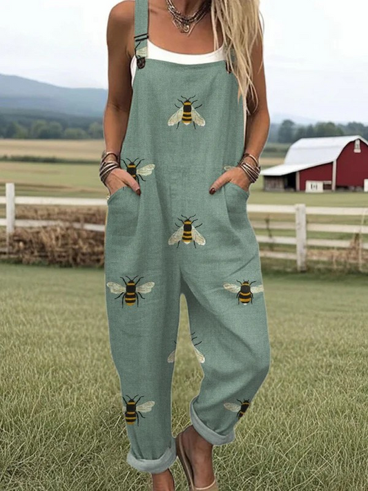 Mono de Pierna Ancha para Mujeres con Diseño Humorístico de Abeja
