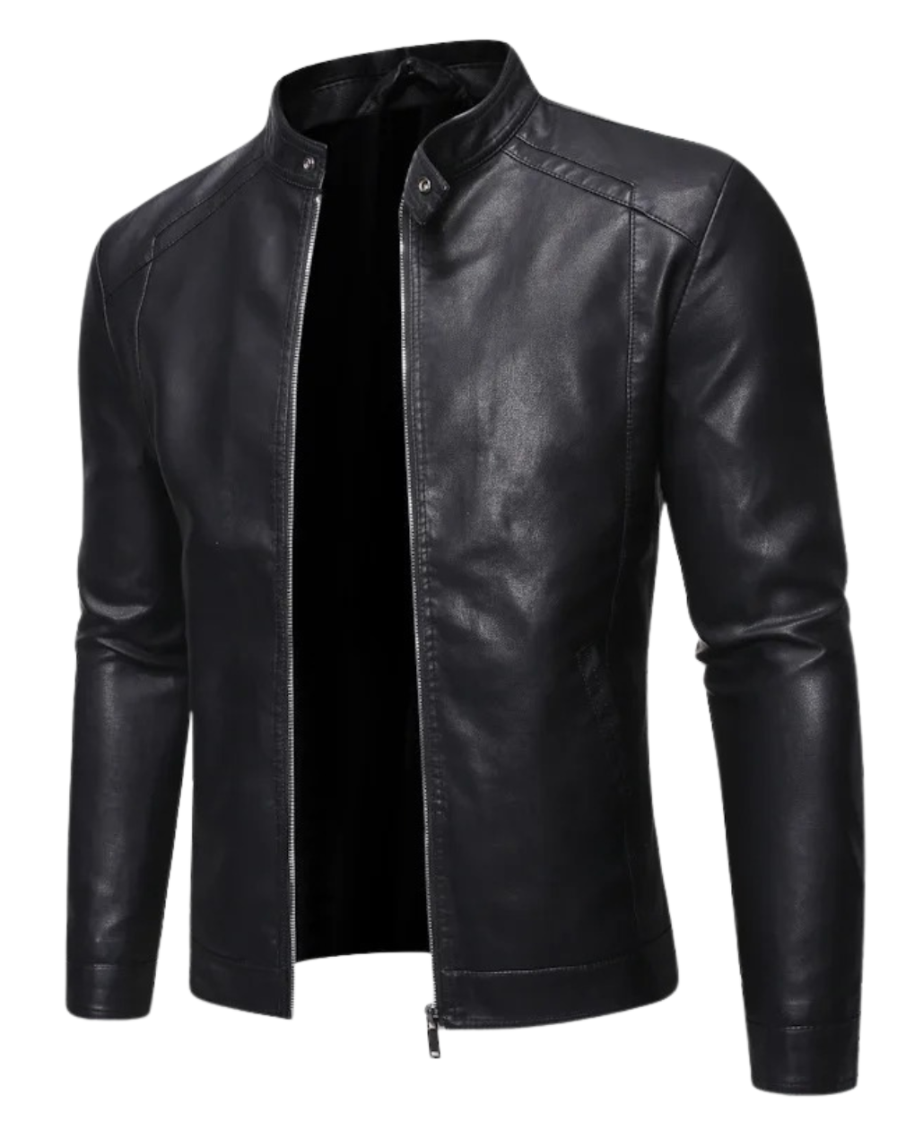 Leonardo – Chaqueta de cuero con cuello alto elegante
