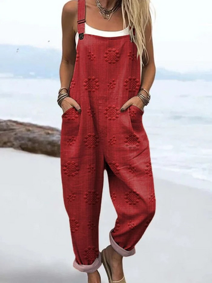 Mono Elegante de Pierna Ancha con Estampado Floral Vintage