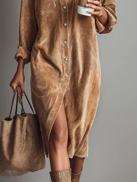 Teresa – Vestido midi de pana con encanto clásico
