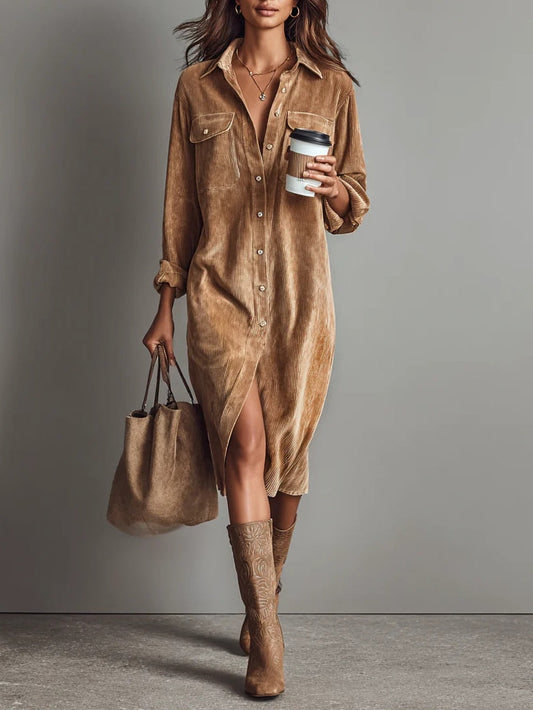 Teresa – Vestido midi de pana con encanto clásico