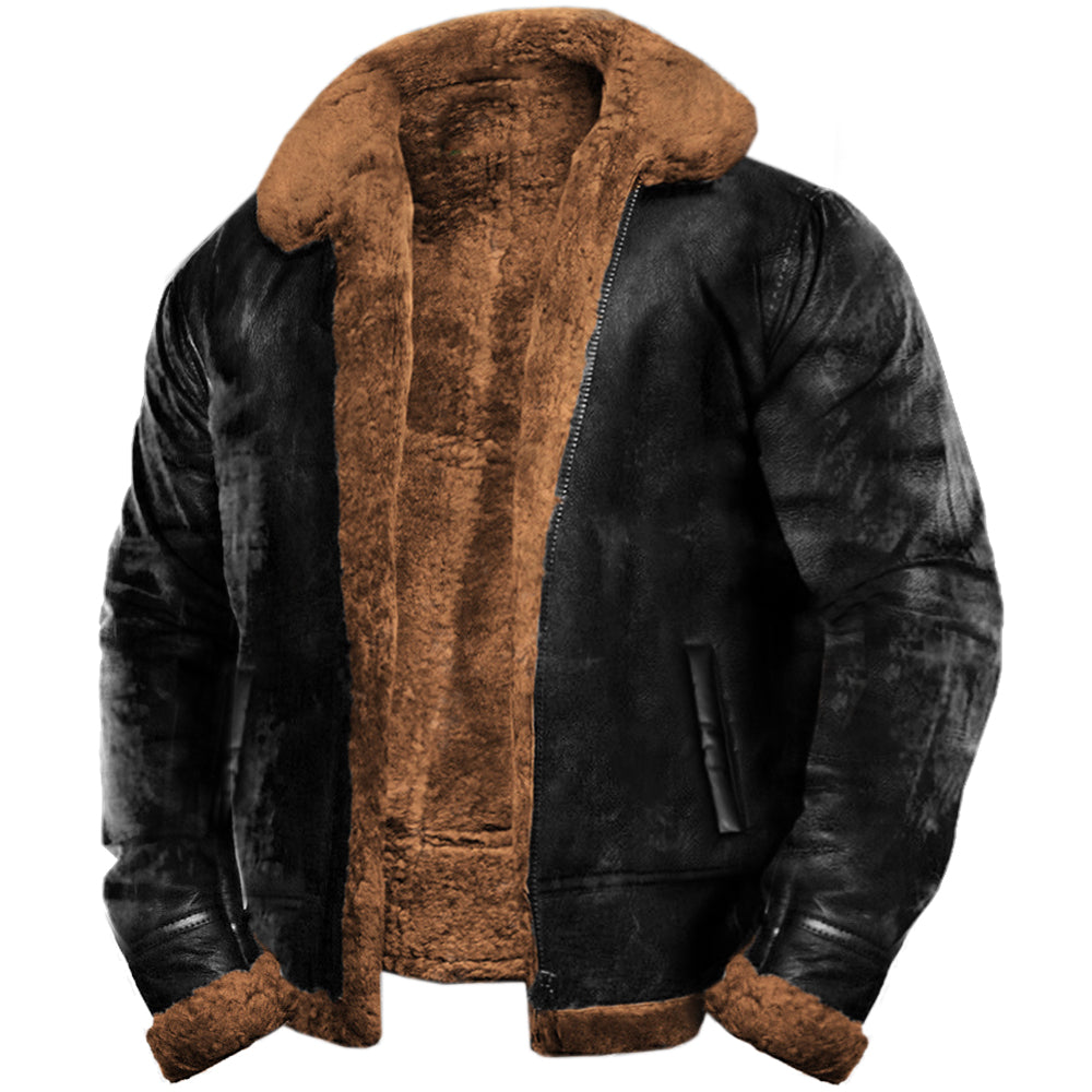 Elegante Chaqueta de Cuero Vintage para Hombre